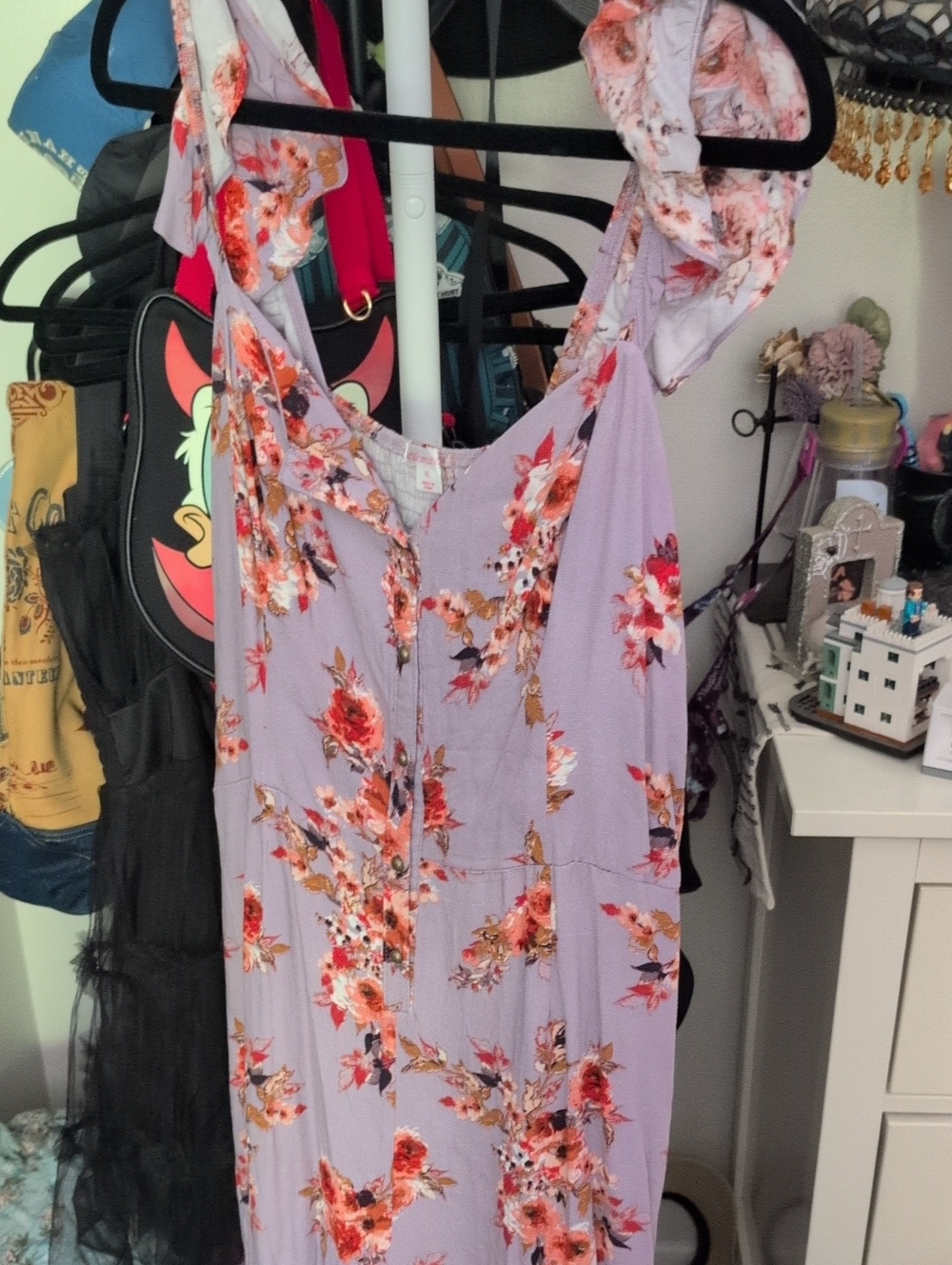 Xhilaration Lavender Floral Tie-Shoulder Chemise